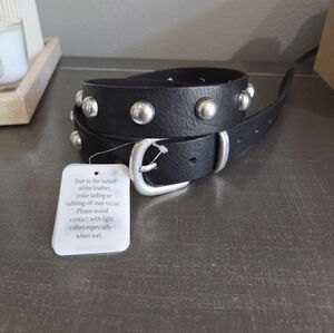 NWT Free People Black Belt with Silver Accents